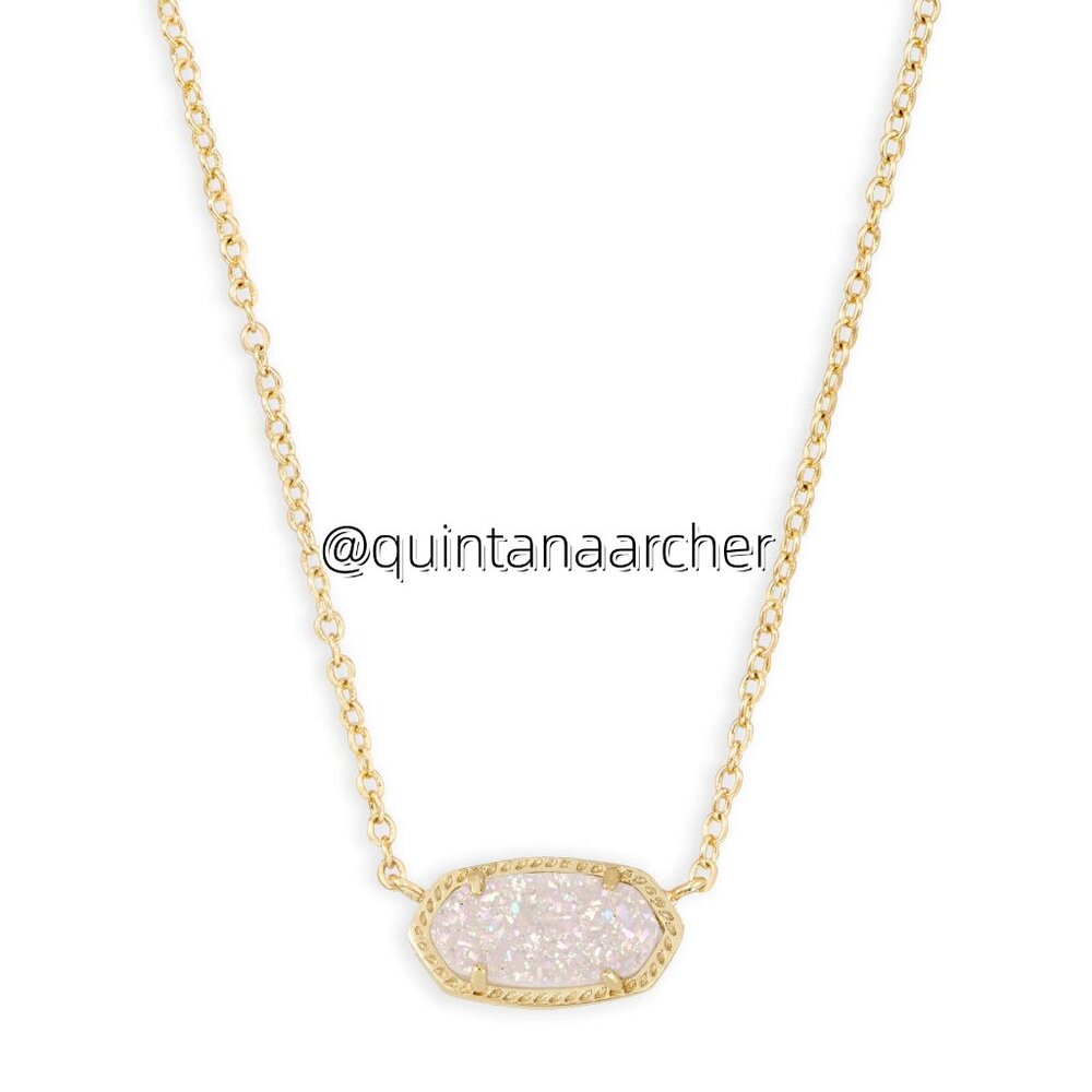 Elisa Gold Pendant Necklace in Iridescent Drusy